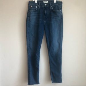 Agolde Sophie High Rise Skinny Crop Jeans Raw Hem Size 28